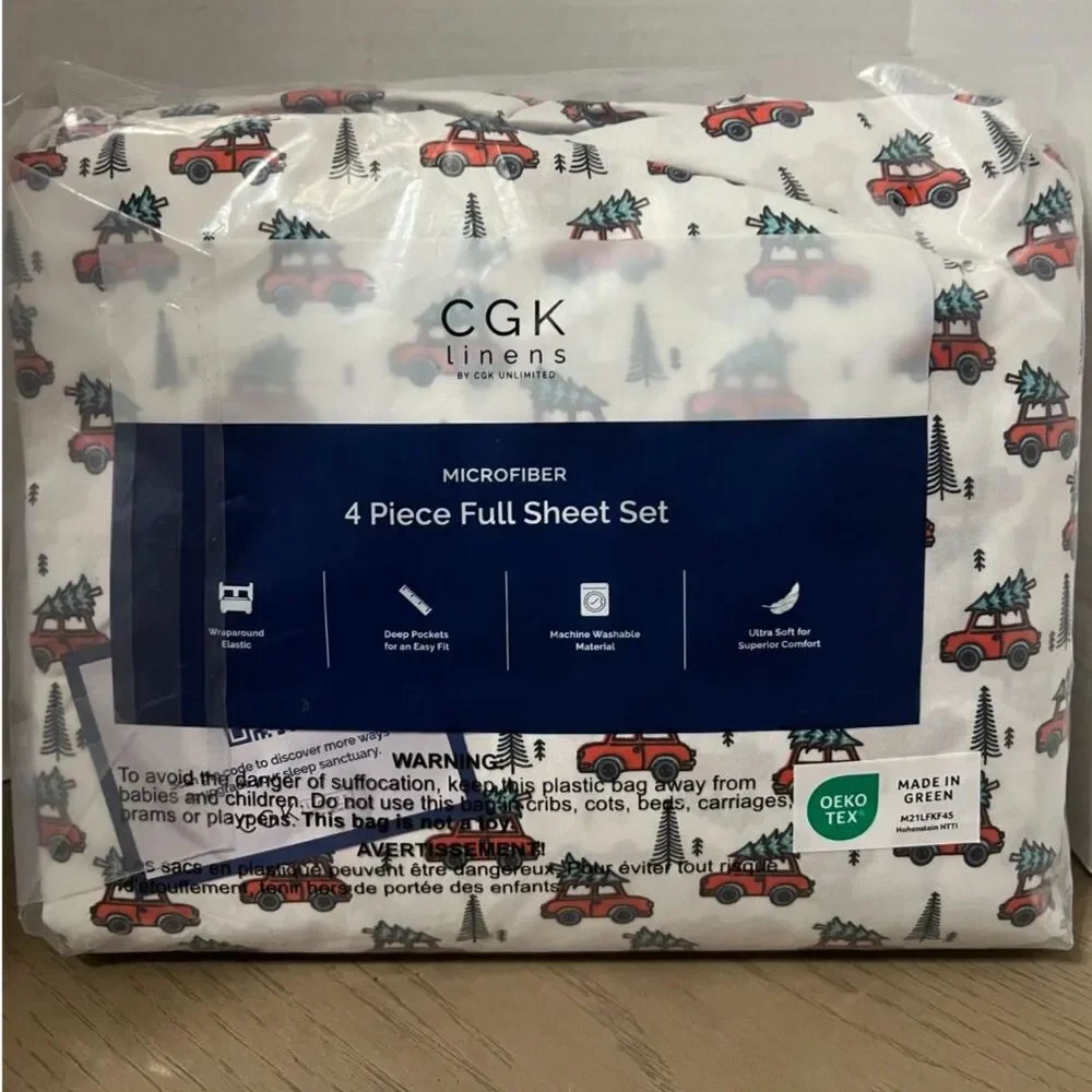 CGK Linens 4 Piece Christmas Pattern Sheet Set Full New
